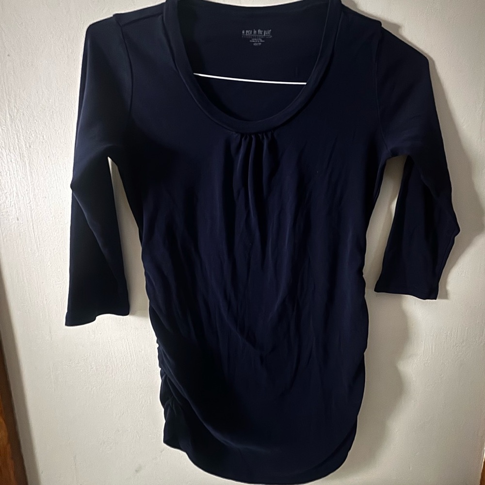 Maternity 3/4 sleeve navy blue shirt, xs
